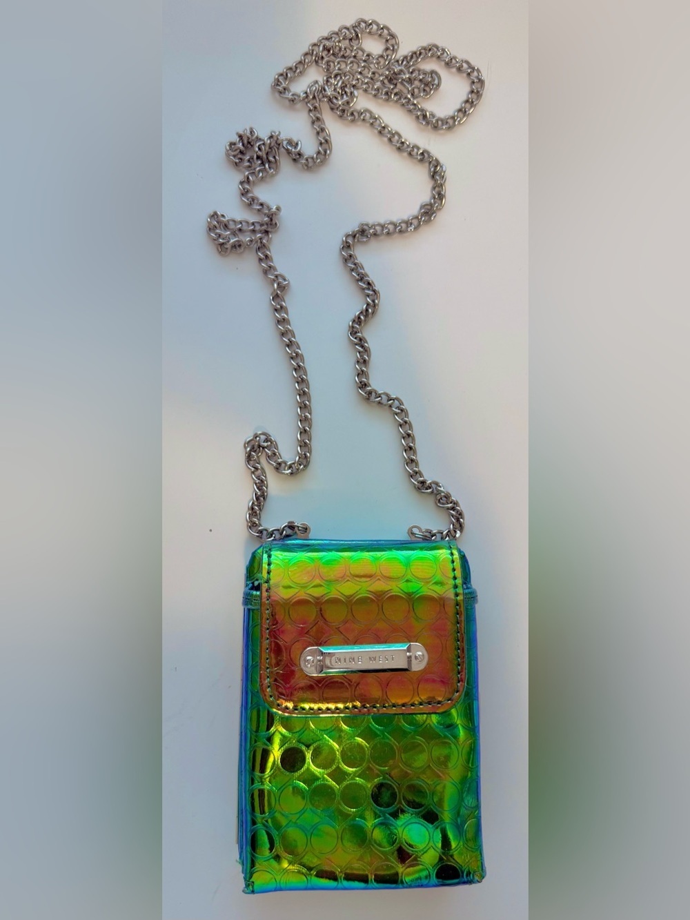 Nine West Holographic Card Wallet Travel Clutch with Silver Trim